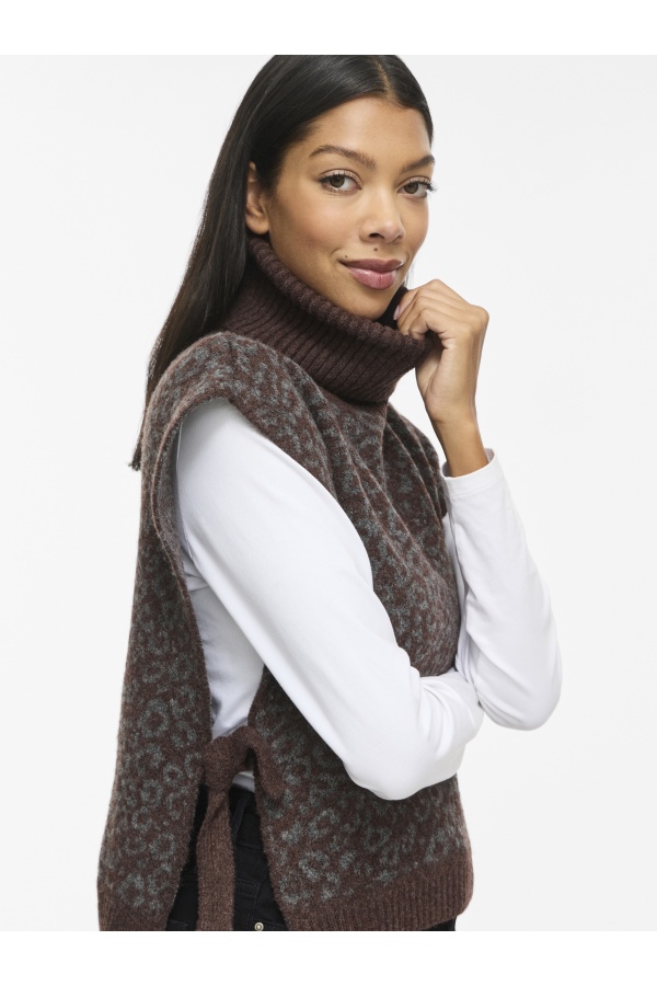 Poncho Léopard Coffee Bean VILEOLINE VILA - 1 | TOP 2